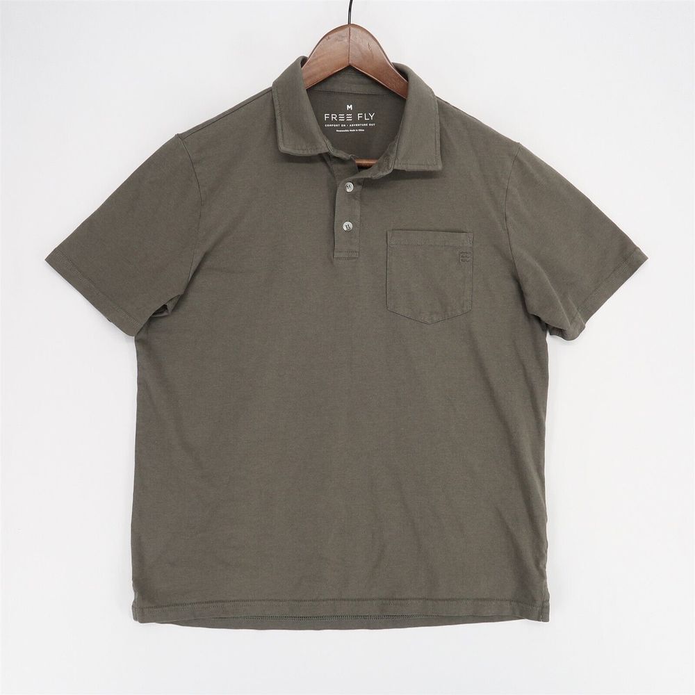 Free Fly Bamboo Heritage Polo Shirt Mens Medium‎ Gray Short Sleeve Chest Pocket
